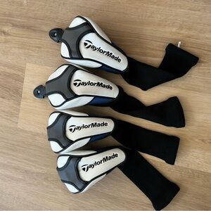 TaylorMade Black, White, and Blue Golf Headcovers